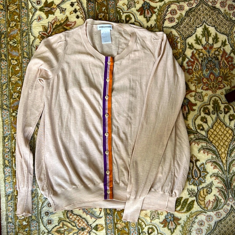 Sonia Rykiel Paris Vintage Cardigan Grosgrain and Exposed Seam Detail 38 EUC M
